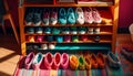 Modern retail store showcases large collection of multi colored sports shoes generated by AI Royalty Free Stock Photo