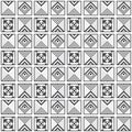 Modern retro black and white geometrical tiles frames pattern background