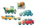 Modern and retro cars cartoon vector collection Royalty Free Stock Photo