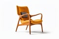 Modern Retro Chic: Lounge Chair with Curved Plywood Frame on White Background