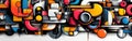 Modern Retro Fusion: Vibrant Typography and Letterforms with Dynamic Compositions and Recognizable Symbols for Excitemen