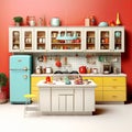 modern retro kitchen retro inspired design elements reinterpret Royalty Free Stock Photo