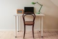 Modern retro minimalist workspace in a white home office room. G Royalty Free Stock Photo