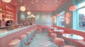 Modern retro-style patisserie cafe AI Generated