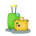 Modern and retro suitcase illustration on white background. Travel case icon. Summer traveller luggage
