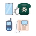 Modern and retro telephones icon set smartphones, mobile vector illustration design isolated