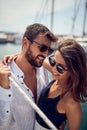 Modern rich couple cruising together Luxurious lifestyle concept Royalty Free Stock Photo