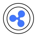 Modern Ripple Cryptocurrency Symbol with Circular Design and Blue Tri-Spoked Logo Royalty Free Stock Photo