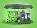 Modern risk management concept in construction industry 3d render on geen gradient