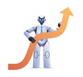 modern robot holding upward arrow business growth achievement success artificial intelligence concept Royalty Free Stock Photo