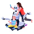 modern robot nanny spending time with children artificial intelligence technology babysitter concept