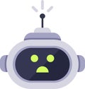 Modern robot showing concern with flashing antenna, artificial intelligence and emotions concept, chatbot support, flat