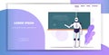 modern robot teacher standing in front of chalkboard artificial intelligence technology education concept school Royalty Free Stock Photo