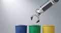 Robotic Arm Sorting Items into Colored Bins for Recycling and Waste Management Royalty Free Stock Photo