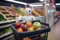 A modern robotic system navigating a grocery store for shopping