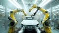 Modern Robotics in Action: Automated Car Assembly Line. Precision Engineering at Work. State-of-the-Art Industrial