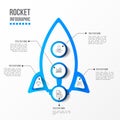 Modern rocket infographic with 3d table vector illustration