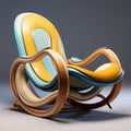 Modern Rocking Chair: Layered Organic Forms In Light Blue And Light Amber