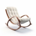 Modern Rocking Chair With White Upholstered Seat