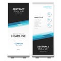 modern roll up banner with abstract shapes vector illustration