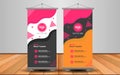 Modern Roll Up Banner. Advertising vector template design with colorful background