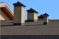 Modern roofing and decoration of chimneys. Flexible bitumen or slate shingles. The absence of corrosion and condensation due to t