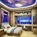 Modern room with great view on the city