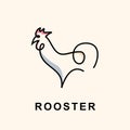 Modern Rooster Outline Logo Design. Simple Rooster animal outline