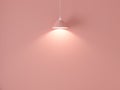 Modern rose lamp hanging near coral wall mockup