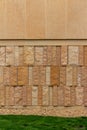 Modern rough textured limestone wall background with vertical aligned stone bricks Royalty Free Stock Photo