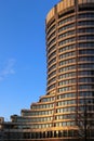The modern round office tower of Bank for International Settlements BIS