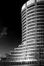 The modern round office tower of Bank for International Settlements BIS at City of Basel