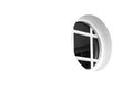 Modern round window on white clean outdoor building. Royalty Free Stock Photo