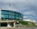 Modern rounded building of the Guramma Restaurant in Kiev