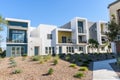 Modern row houses in a housing development in California, USA. Royalty Free Stock Photo