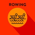 Modern Rowing Icon with Linear Vector