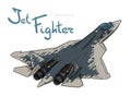 Modern Russian jet fighter aircraft. Vector draw Royalty Free Stock Photo