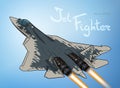 Modern Russian jet fighter aircraft. Vector draw Royalty Free Stock Photo