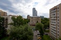 Modern Russian residential area. Residential buildings in a new residential area in Moscow. Royalty Free Stock Photo