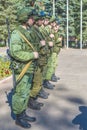 Modern Russian soldiers regiment in readiness with assault rifles Kalashnikov Royalty Free Stock Photo