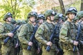 Modern Russian soldiers regiment in readiness with assault rifles Kalashnikov Royalty Free Stock Photo