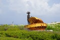 Modern and rusted sculptures at Punta Sur, Isla Mujeres, Mexico