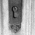 Modern Rusty Keyhole in black and white