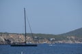 Modern black sail boat at sea Royalty Free Stock Photo