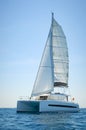 Modern sailing catamaran in action Royalty Free Stock Photo