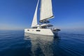 Modern sailing catamaran in action Royalty Free Stock Photo