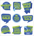 Modern sale stickers and tags blue collection Royalty Free Stock Photo