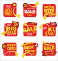 Modern sale stickers and tags red collection Royalty Free Stock Photo