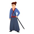 Modern samurai icon, cartoon style