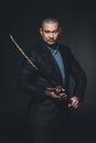 modern samurai with katana sword Royalty Free Stock Photo